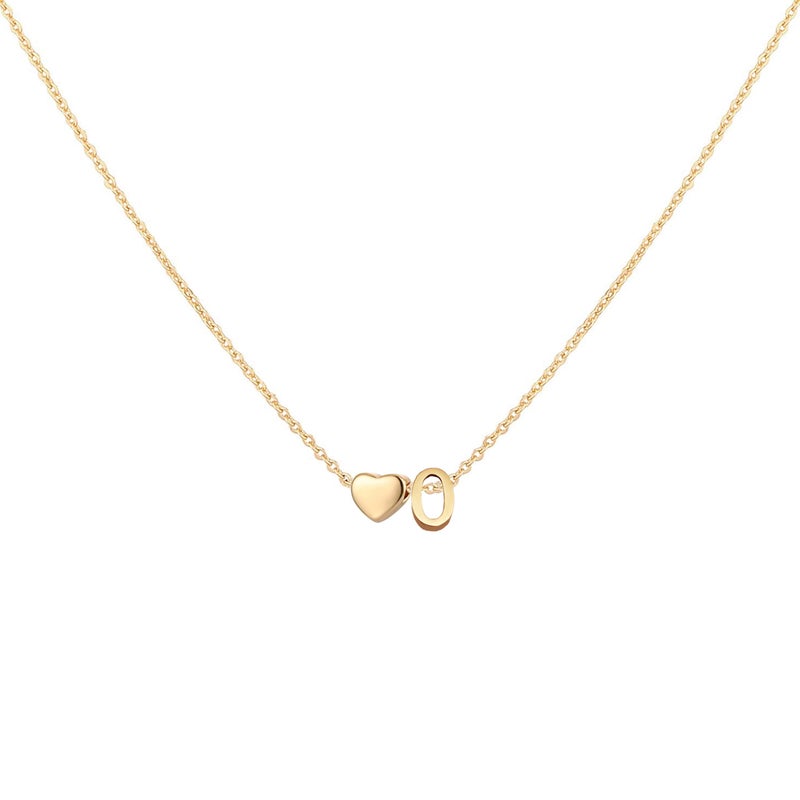 Glimmerst Initial Heart Necklace 18K Gold Plated Stainless Steel Tiny Heart Letter O Necklace Personalized Monogram Name Necklace for Women - Image 1